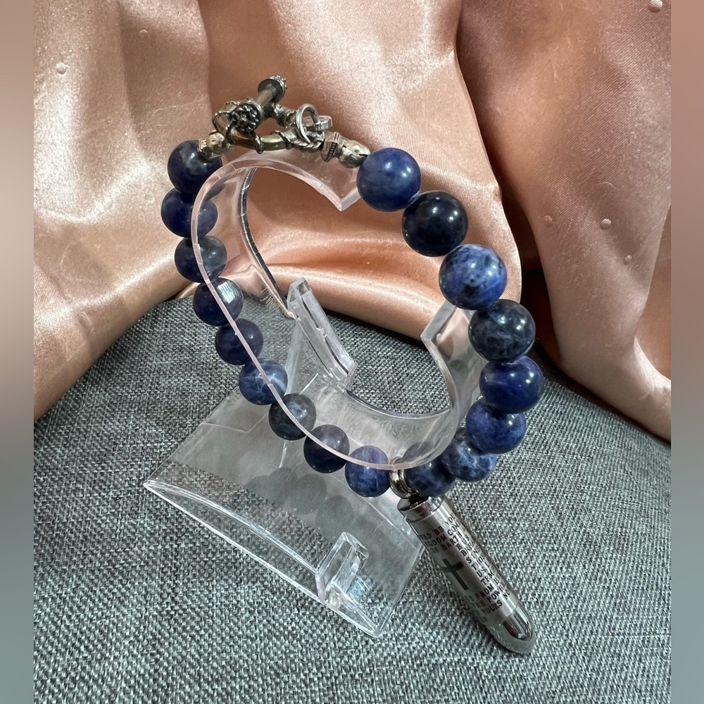 Lapis Lazuli  Stone with Stainless Steel Built with A Prayer on it. Sil☑️